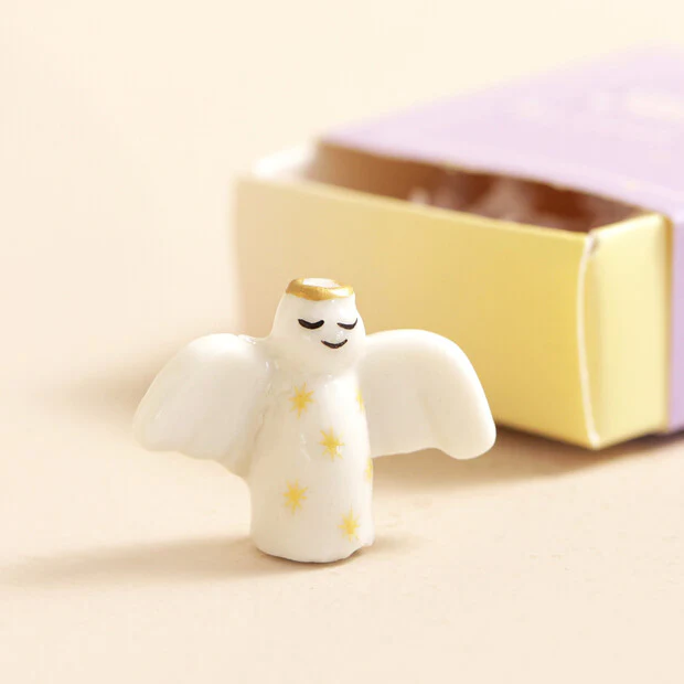 Always by your side - Tiny Matchbox Ceramic Angel Token - Image 3