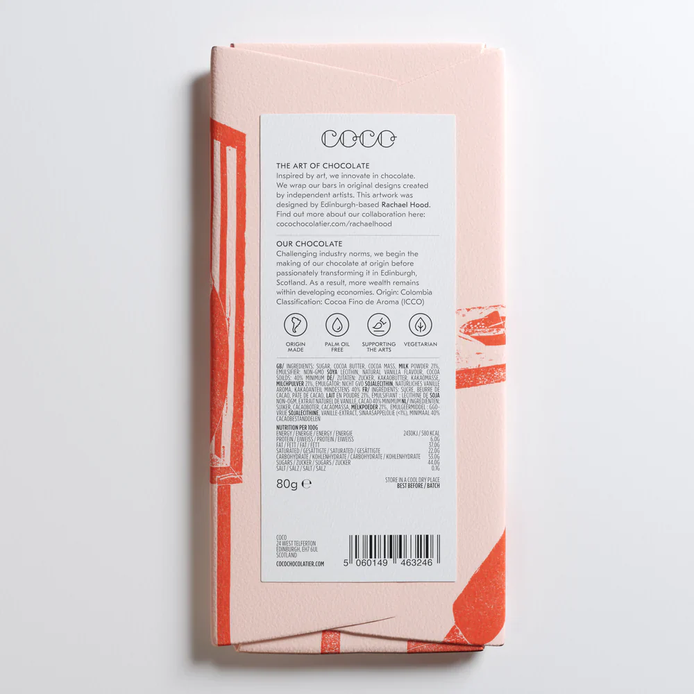 Columbian 40% milk chocolate bar 80g - Image 3