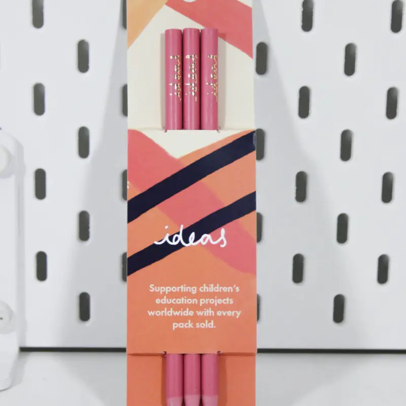 Pencils pack of 3 recycled - ideas pink & orchid - Image 2