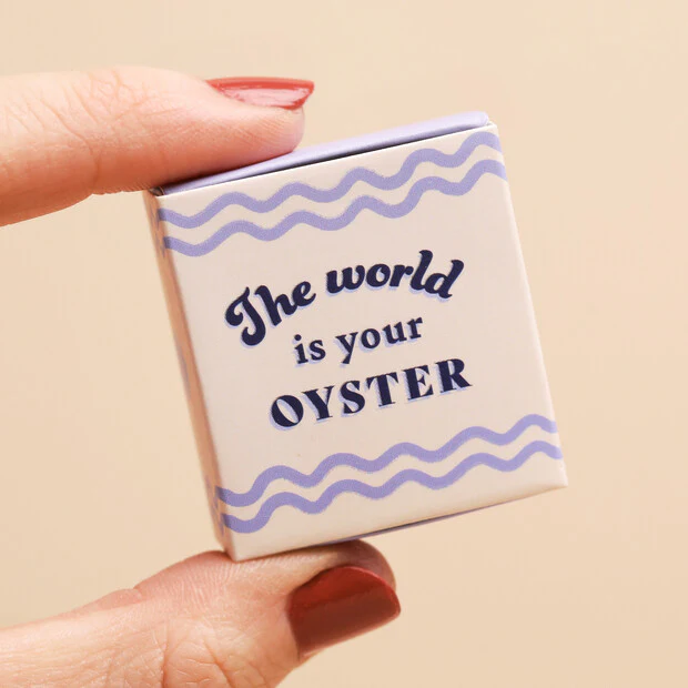 The world is your oyster - Tiny Matchbox Ceramic Pearl Oyster Token - Image 2