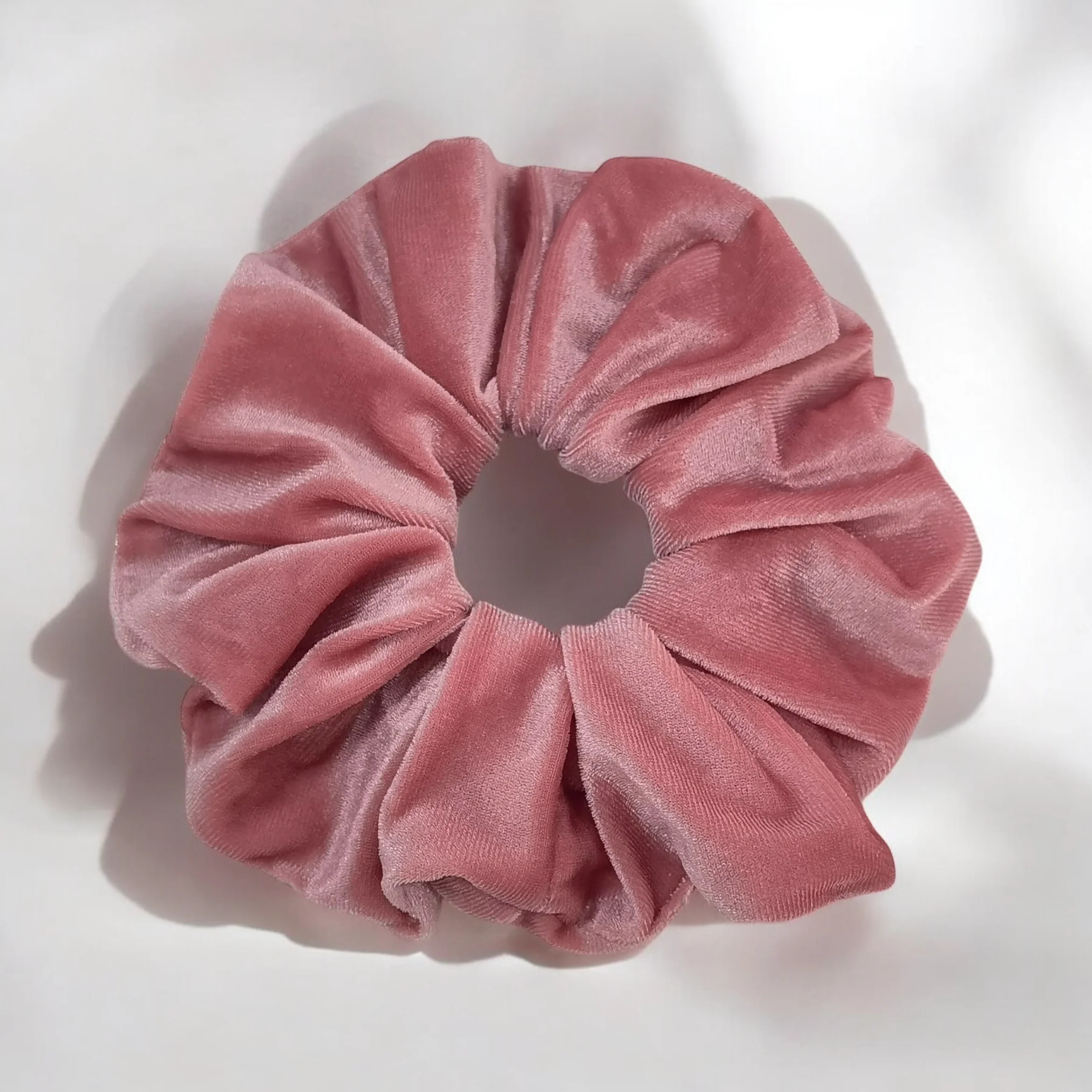 Velvet pink hair scrunchie